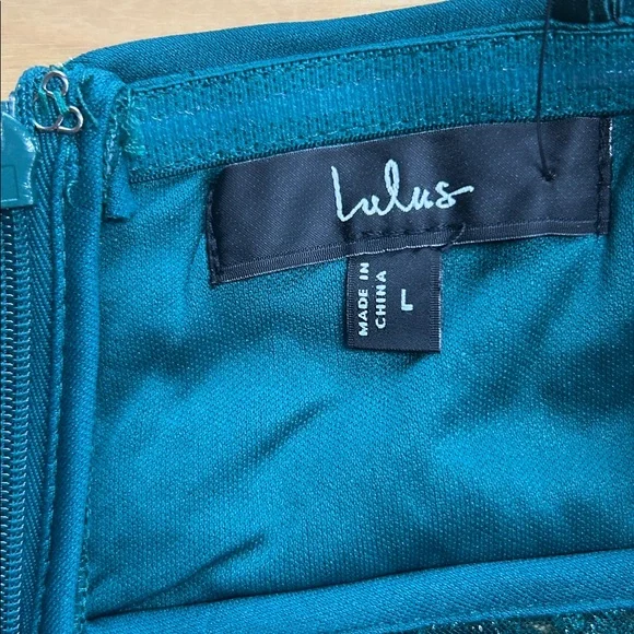 NWT Lulus Glittering Emerald Mesh Sequin Embroidered Mini Dress | Size Large - Picture 6 of 8